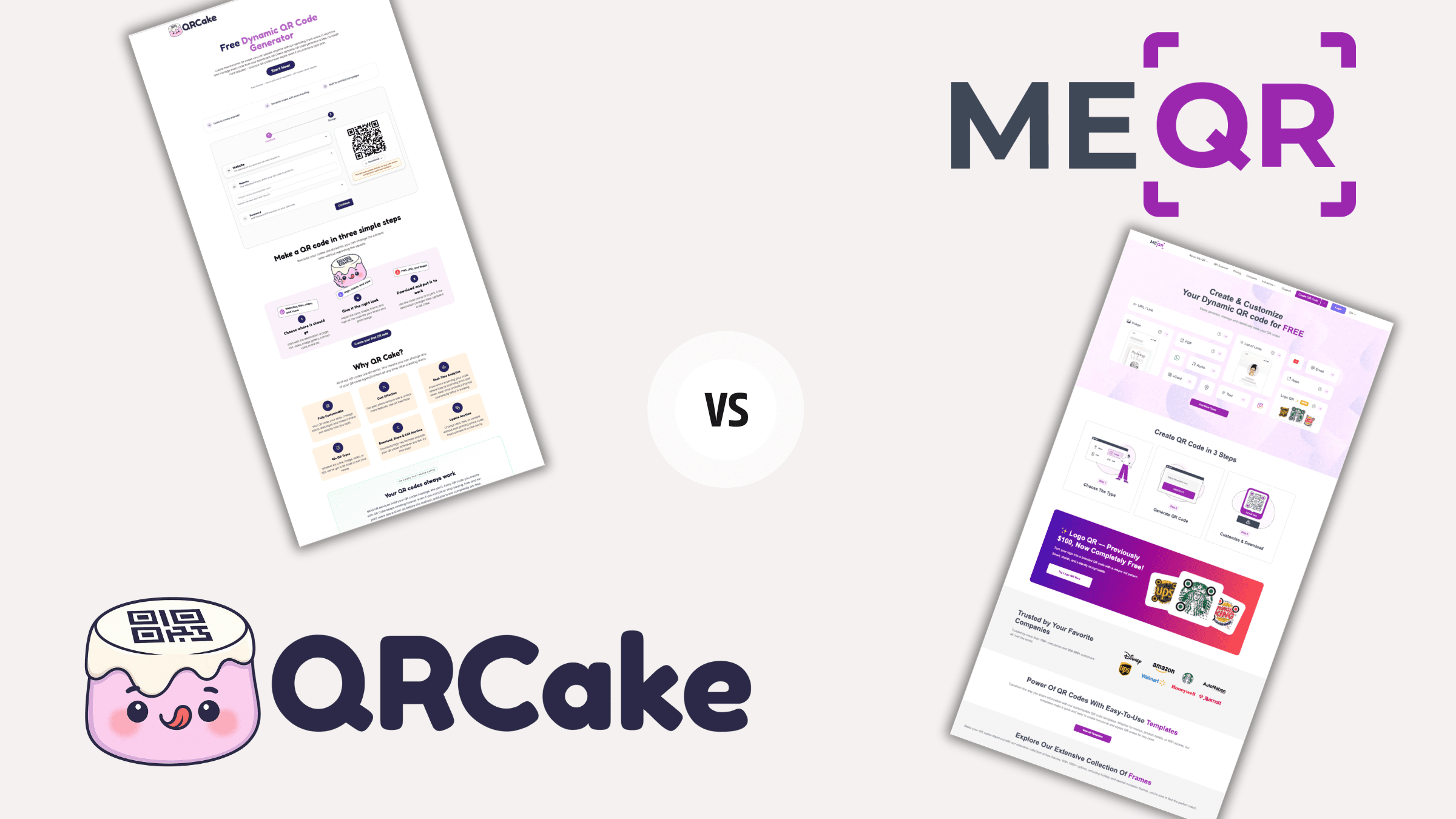 QR Cake vs ME-QR: Free QR Code Generators Compared
